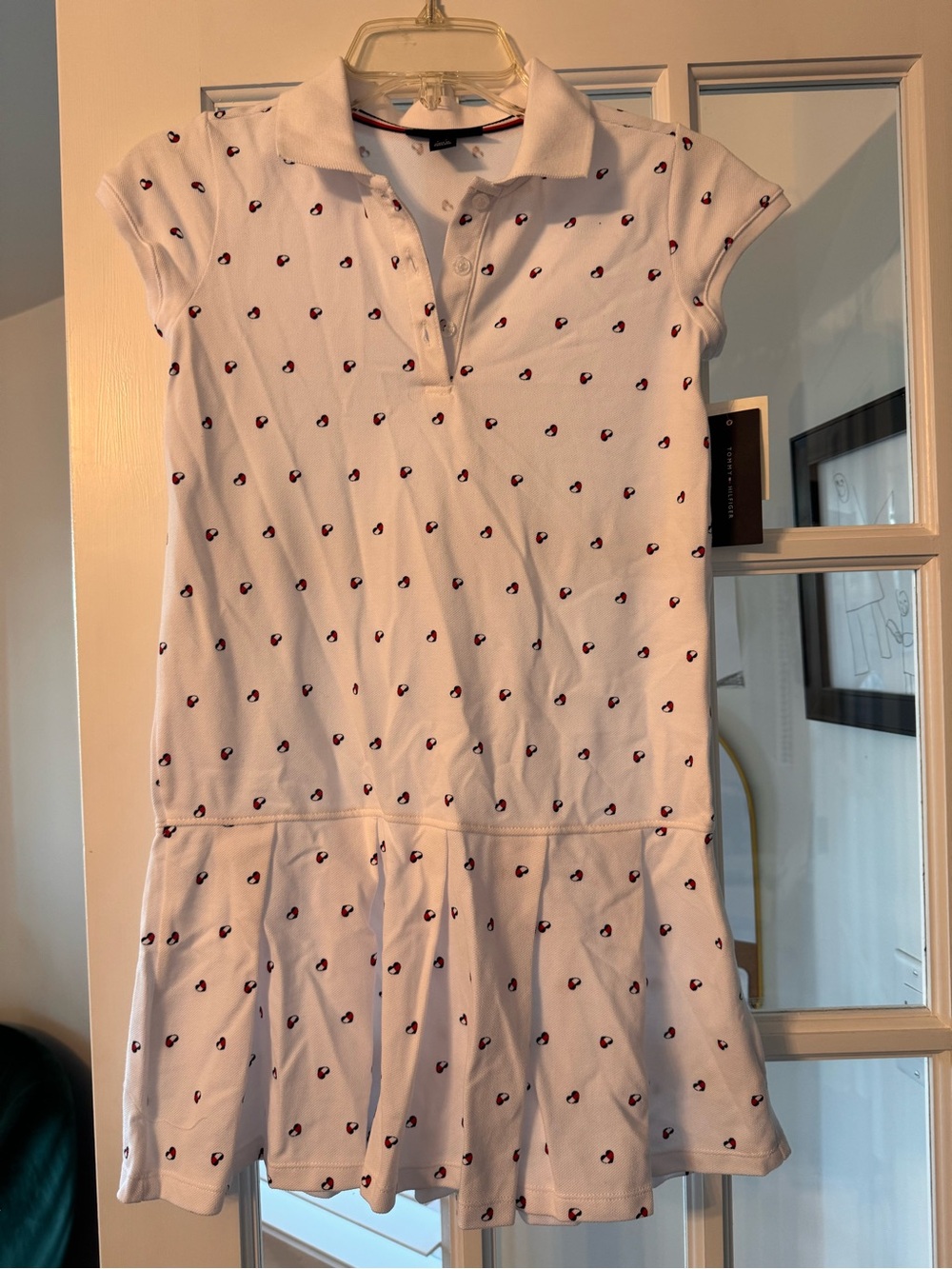 Tommy Hilfiger White Polo Dress with Red Heart Print